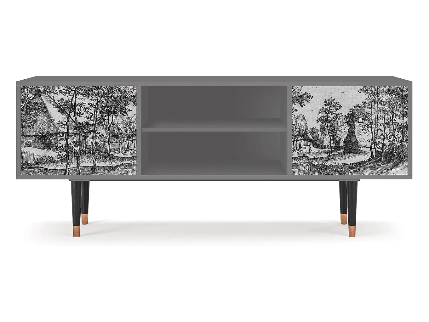 Móvel De Tv* Mueble de TV - 170х69х48 cm - T2 - Village Road, Cinza Cinzento