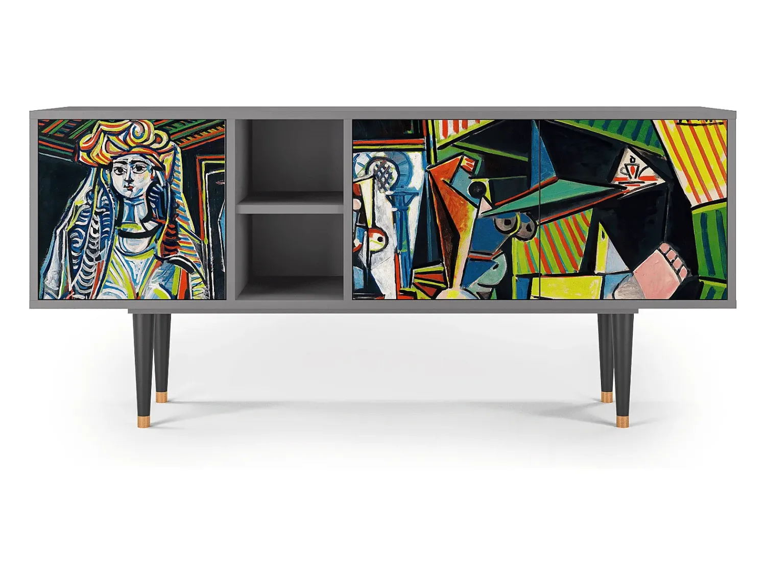 Móvel De Tv* Mueble de TV - 150х69х41 cm - T5 - Women of Algiers, Cinza Cinzento