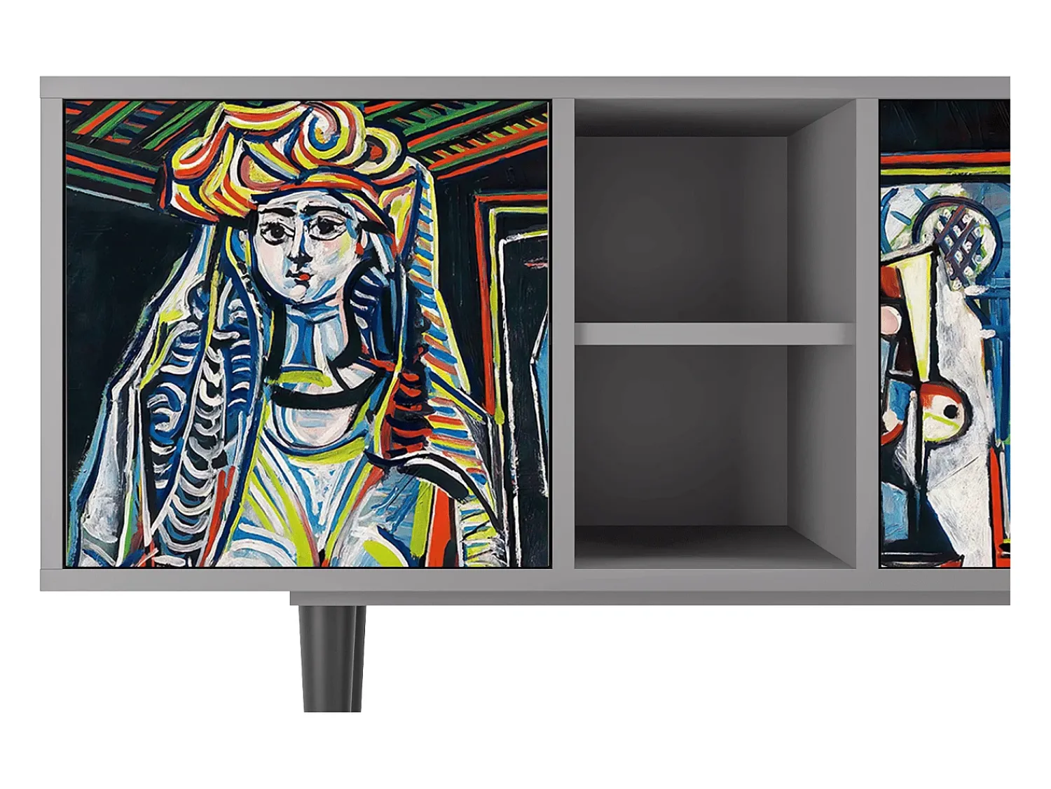 Móvel De Tv* Mueble de TV - 150х69х41 cm - T5 - Women of Algiers, Cinza Cinzento