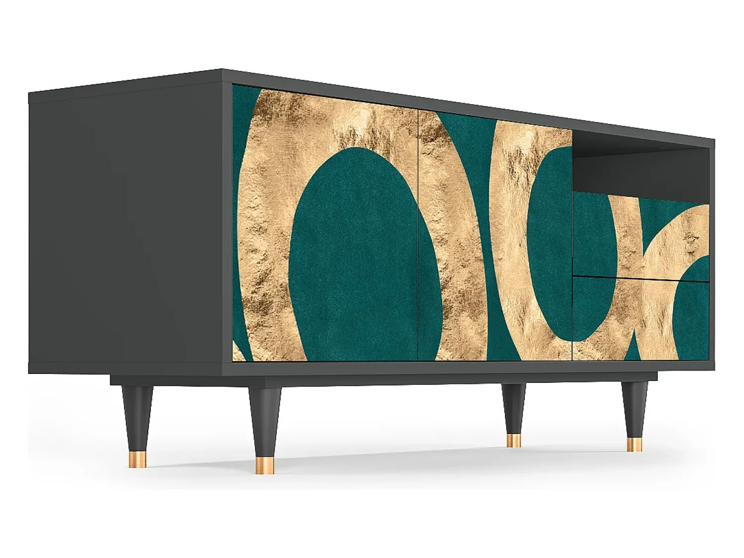 Móvel De Tv* Mueble de TV - 125х56х41 cm - T7 - Zircon Sphere, Antracite Cinza antracite