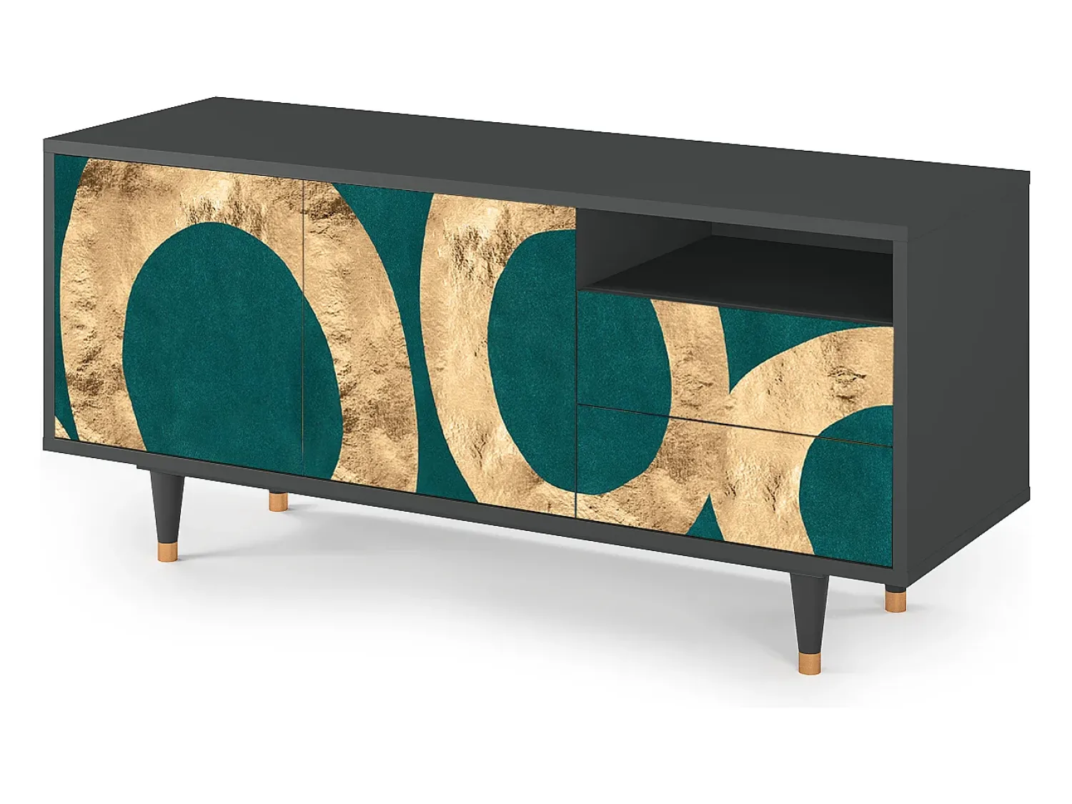 Móvel De Tv* Mueble de TV - 125х56х41 cm - T7 - Zircon Sphere, Antracite Cinza antracite