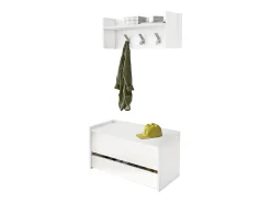 Móvel De Entrada|Dmora Móveis de entrada Brionia, Entrada moderna com cabide, Armário com sapateira, Armário multifuncional, Cm 50x32h182, Branco