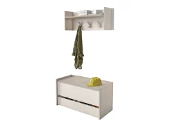 Dmora Móveis de entrada Dap, Entrada moderna com cabide, Armário com sapateira, Armário multifuncional, 50x32h182 cm, Carvalho e Branco^ Móvel De Entrada
