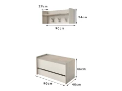 Dmora Móveis de entrada Dap, Entrada moderna com cabide, Armário com sapateira, Armário multifuncional, 50x32h182 cm, Carvalho e Branco^ Móvel De Entrada