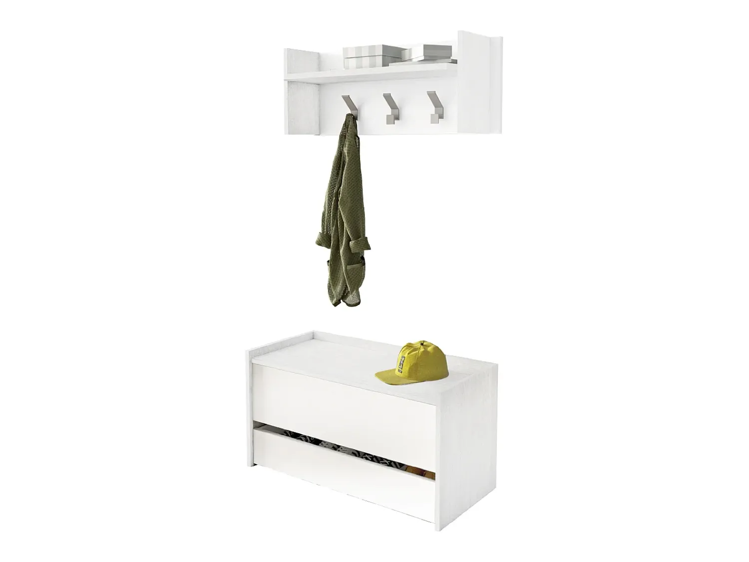 Dmora Móveis de entrada Dap, Entrada moderna com cabide, Armário com sapateira, Armário multifuncional, Cm 50x32h182,^ Móvel De Entrada