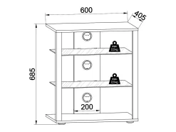 Móvel De Tv*VCM Móveis de madeira Hifi | Armário de rack Prateleira Phono | 2 Pavimentos de vidro | Dimensões: A. 70 x L. 60 x P. 41 cm | Phono Mediaregal - Folas (Branco) Multicor