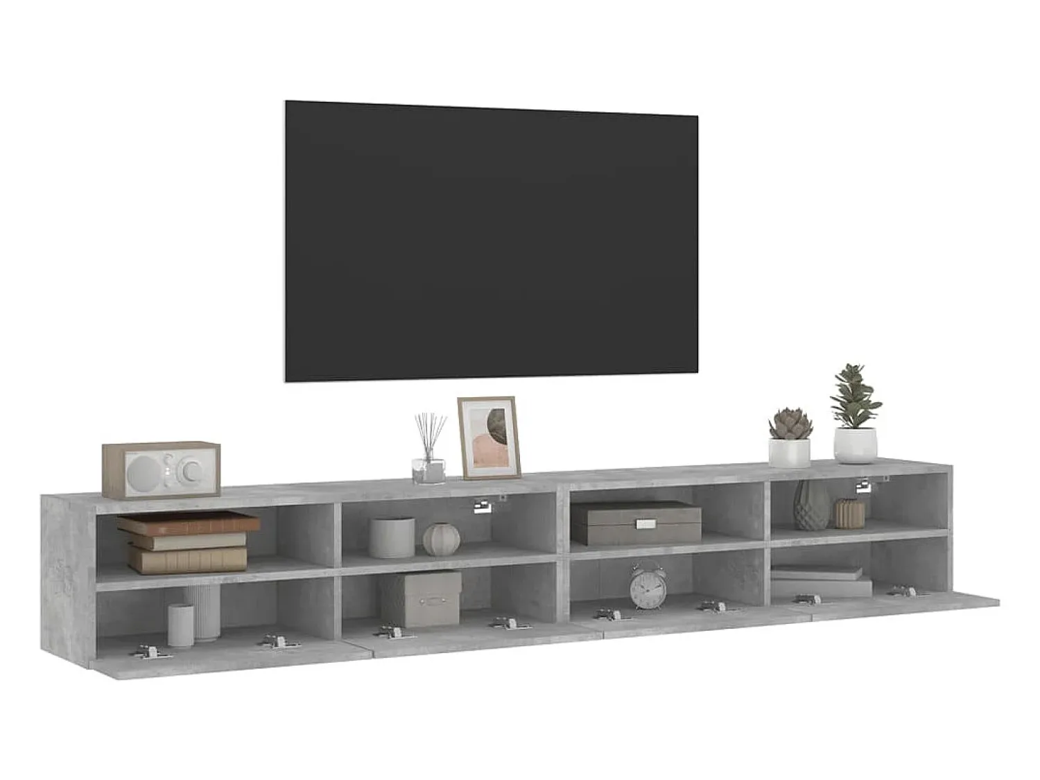 Móvel De Tv* Móveis de parede p/ TV 2 pcs derivados de madeira cinza cimento PT980403 Cinzento