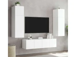 Outlet vidaxl Móveis de parede p/ TV com luzes LED 2 pcs 80x35x31 cm Branco