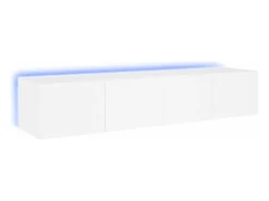 New Móveis de parede p/ TV com luzes LED 2 pcs 80x35x31 cm PT961500 Branco