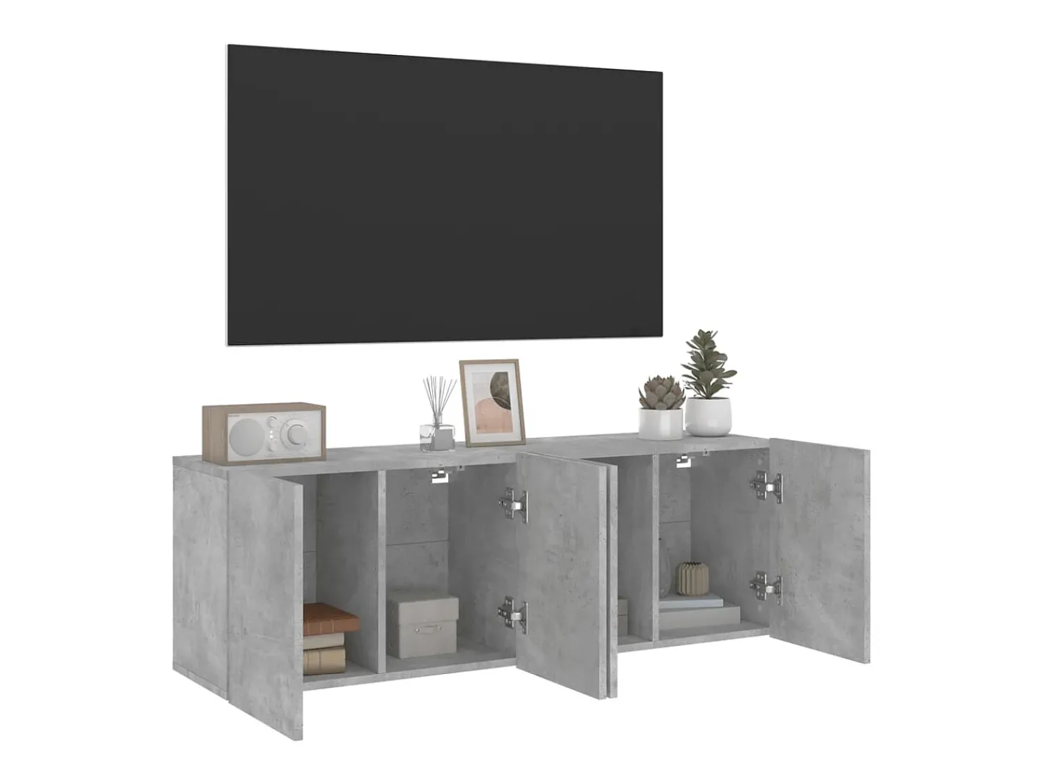 vidaxl Móveis de parede para TV 2 pcs 60x30x41 cm cinzento cimento^ Móvel De Tv