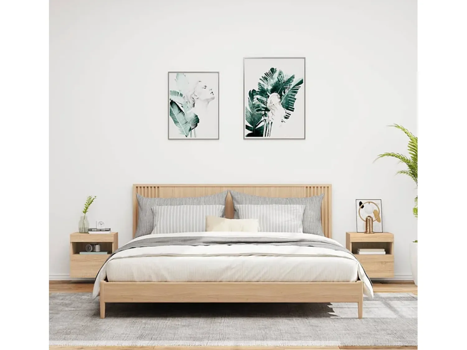 Móvel De Tv| Móveis de parede para TV com luzes LED 2 pcs carvalho sonoma PT116156 Castanho