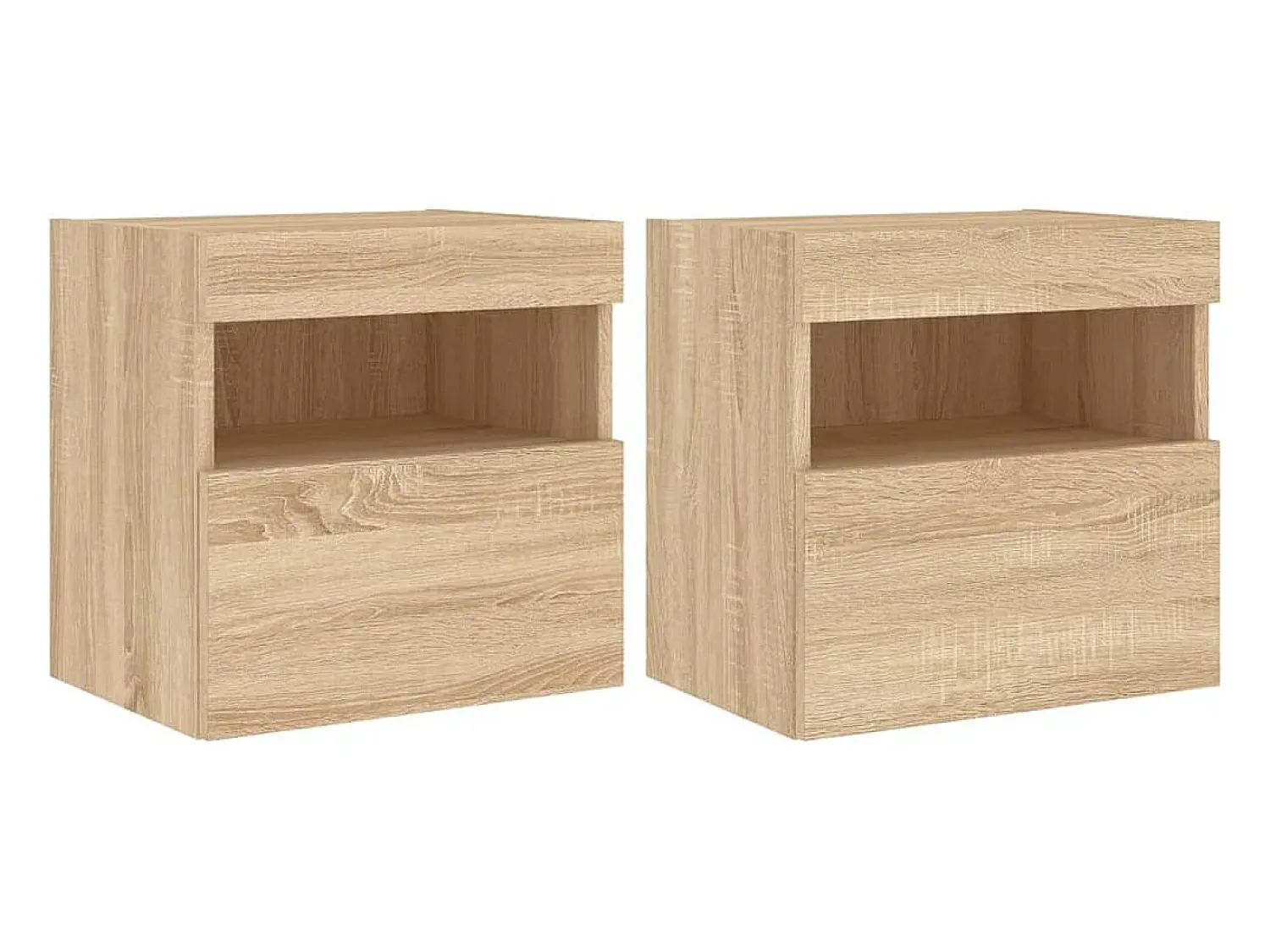 Móvel De Tv| Móveis de parede para TV com luzes LED 2 pcs carvalho sonoma PT116156 Castanho