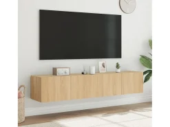 Móveis de parede para TV com luzes LED 2 pcs carvalho sonoma PT429117^ Móvel De Tv