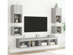 Móvel De Tv* Móveis de parede para TV com luzes LED 2 pcs sonoma PT452442 Cinzento