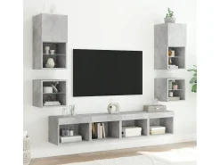 Móveis de parede para TV com luzes LED 2 pcs cimento PT388583^ Móvel De Tv