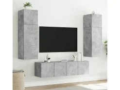 Móvel De Tv|vidaxl Móveis de parede para TV com luzes LED 2 pcs cimento Cinzento