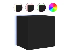Sale Helloshop26 Móveis de parede para TV prateleira multimídia televisão aparador TV sala de jantar sala de estar quarto com luzes LED 2 peças 40,5 x 35 x 40 cm 02_0029104 Preto