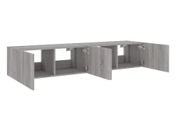Móvel De Tv|Helloshop26 Móveis de parede para TV prateleira multimídia televisão aparador TV sala de jantar sala de estar quarto e luzes LED 2 peças sonoma 80 x 35 x 31 cm cinza 02_0029156 Cinzento