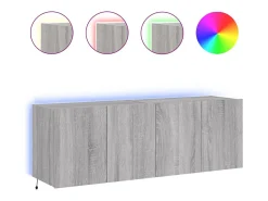 Móvel De Tv|Helloshop26 Móveis de parede para TV prateleira multimídia televisão aparador TV sala de jantar sala de estar quarto e luzes LED 2 peças sonoma 60 x 35 x 41 cm cinza 02_0029154 Cinzento