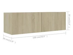 Móvel De Tv| Móveis de TV 3 pcs derivados de madeira cor carvalho sonoma PT972477 Castanho