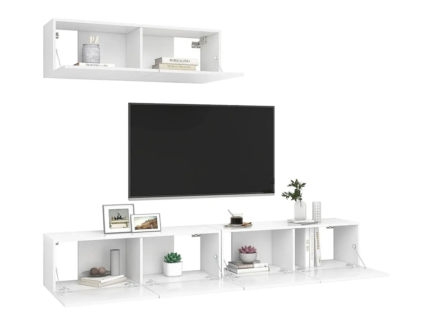 Móvel De Tv* Móveis de TV 3 pcs derivados de madeira PT340191 Branco