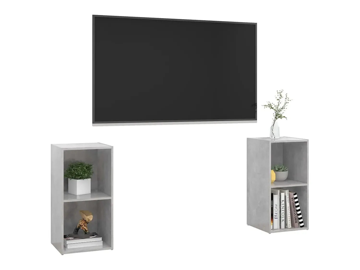 Móvel De Tv* Móveis de TV 2 pcs derivados de madeira cimento PT627084 Cinzento