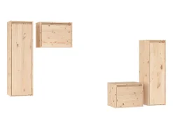 Móvel De Tv| Móveis de TV 4 pcs madeira de pinho maciça PT709940 Castanho
