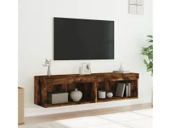 Discount Móveis de TV c/ luzes LED 2 pcs 60x30x30 cm carvalho fumado PT775028 Castanho