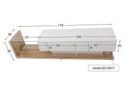 Móvel De Tv|Merax Móveis de TV com 2 gavetas e prateleiras de vidro - 170 x 36 x 38 cm - LEDs - Aglomerado - + natural Branco