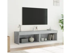 Móveis de TV com luzes LED 2 pcs 60x30x30 cm cimento PT337693 Cinzento