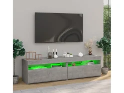 Móvel De Tv| Móveis de TV com luzes LED 2 pcs 75x35x40 cm cimento PT877575 Cinzento