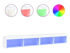 Móvel De Tv* Móveis de TV com luzes LED 2 pcs 100x30x30 cm PT157397 Branco