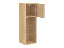 Móvel De Tv|vidaxl Móveis de TV com luzes LED 2 pcs 30,5x30x90 cm carvalho sonoma Castanho