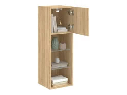 Móvel De Tv|vidaxl Móveis de TV com luzes LED 2 pcs 30,5x30x90 cm carvalho sonoma Castanho