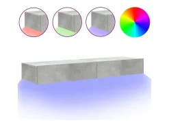 Móvel De Tv| Móveis de TV com luzes LED 2 pcs 60x35x15,5 cm cimento PT392798 Cinzento