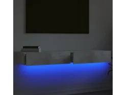 Móvel De Tv| Móveis de TV com luzes LED 2 pcs 60x35x15,5 cm cimento PT392798 Cinzento