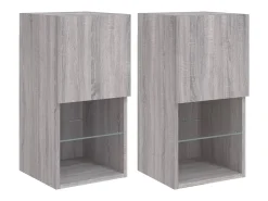 Móvel De Tv| Móveis de TV com luzes LED 2 pcs 30,5x30x60 cm sonoma PT712845 Cinzento
