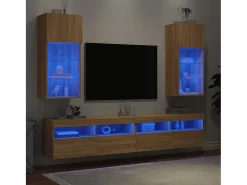 Móvel De Tv|vidaxl Móveis de TV com luzes LED 2 pcs 40,5x30x90 cm carvalho sonoma Castanho
