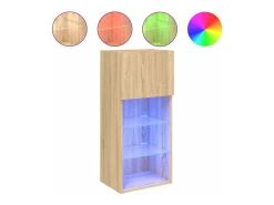 Móvel De Tv|vidaxl Móveis de TV com luzes LED 2 pcs 40,5x30x90 cm carvalho sonoma Castanho