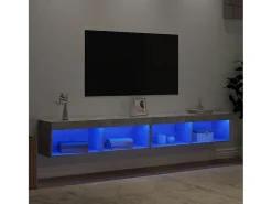Móvel De Tv| Móveis de TV com luzes LED 2 pcs 100x30x30 cm cimento PT897543 Cinzento