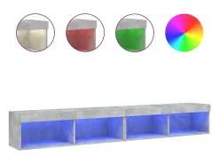 Móvel De Tv| Móveis de TV com luzes LED 2 pcs 100x30x30 cm cimento PT897543 Cinzento