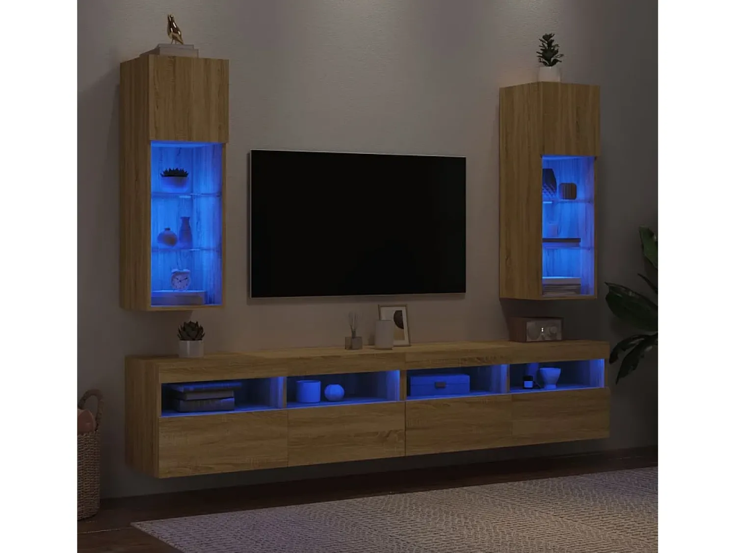 Móveis de TV com luzes LED 2 pcs 30,5x30x90 cm carvalho sonoma PT711777^ Móvel De Tv
