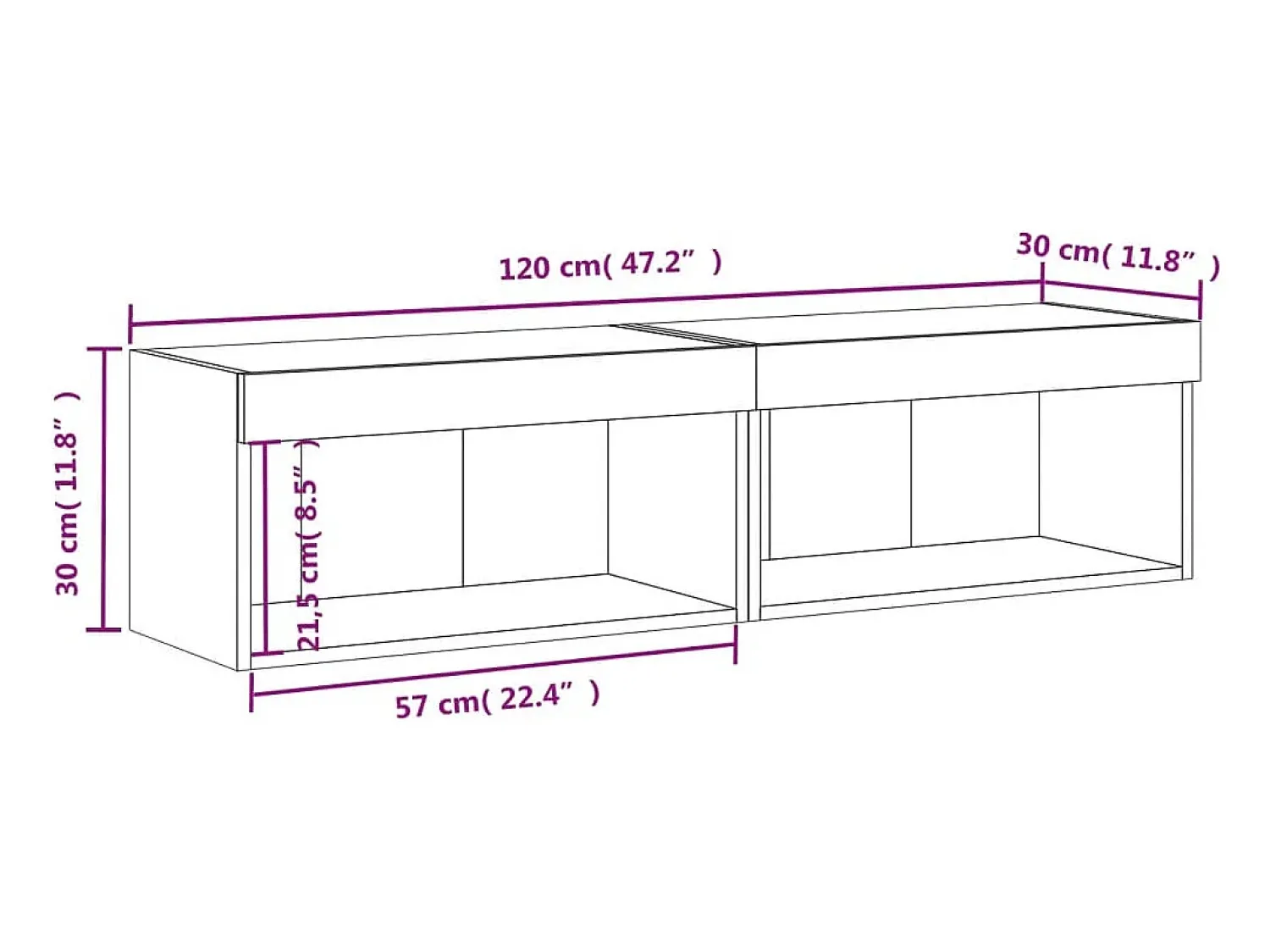 vidaxl Móveis de TV com luzes LED 2 pcs 60x30x30 cm sonoma^ Móvel De Tv