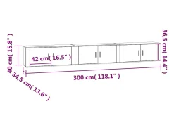 Móvel De Tv*vidaxl Móveis de TV de parede 3 pcs 100x34,5x40 cm sonoma Cinzento