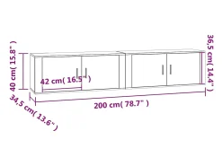 Helloshop26 Móveis de TV de parede prateleira multimídia aparador TV sala de jantar sala de estar quarto 2 peças carvalho fumado 100 x 345 x 40 cm 02_0028978^ Móvel De Tv