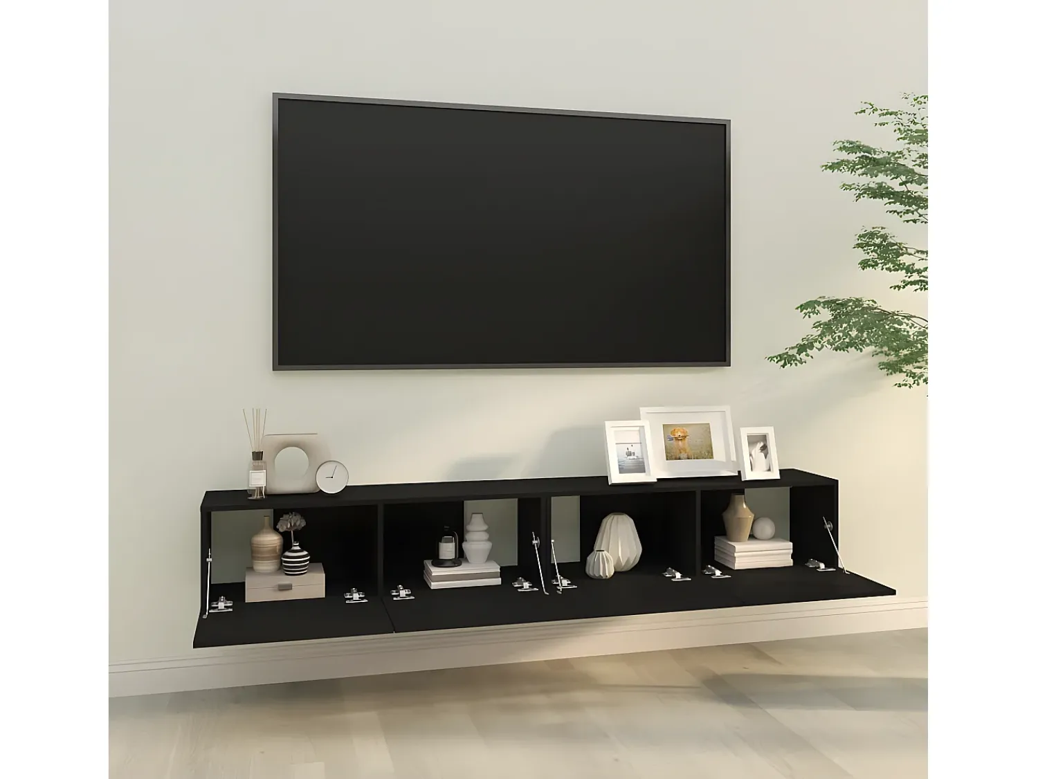 Móveis de TV p/ parede 2pcs 100x30x30cm derivados madeira PT976522^ Móvel De Tv