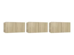 Móvel De Tv| Móveis de TV para parede 3 pcs 60x30x30 cm carvalho sonoma PT578260 Castanho