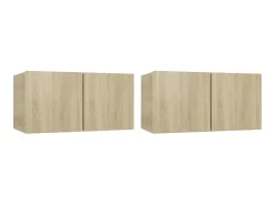 Móvel De Tv* Móveis de TV para parede 2 pcs 60x30x30 cm carvalho sonoma PT784228 Castanho
