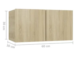 Online vidaxl Móveis de TV para parede 3 pcs 60x30x30 cm carvalho sonoma Castanho