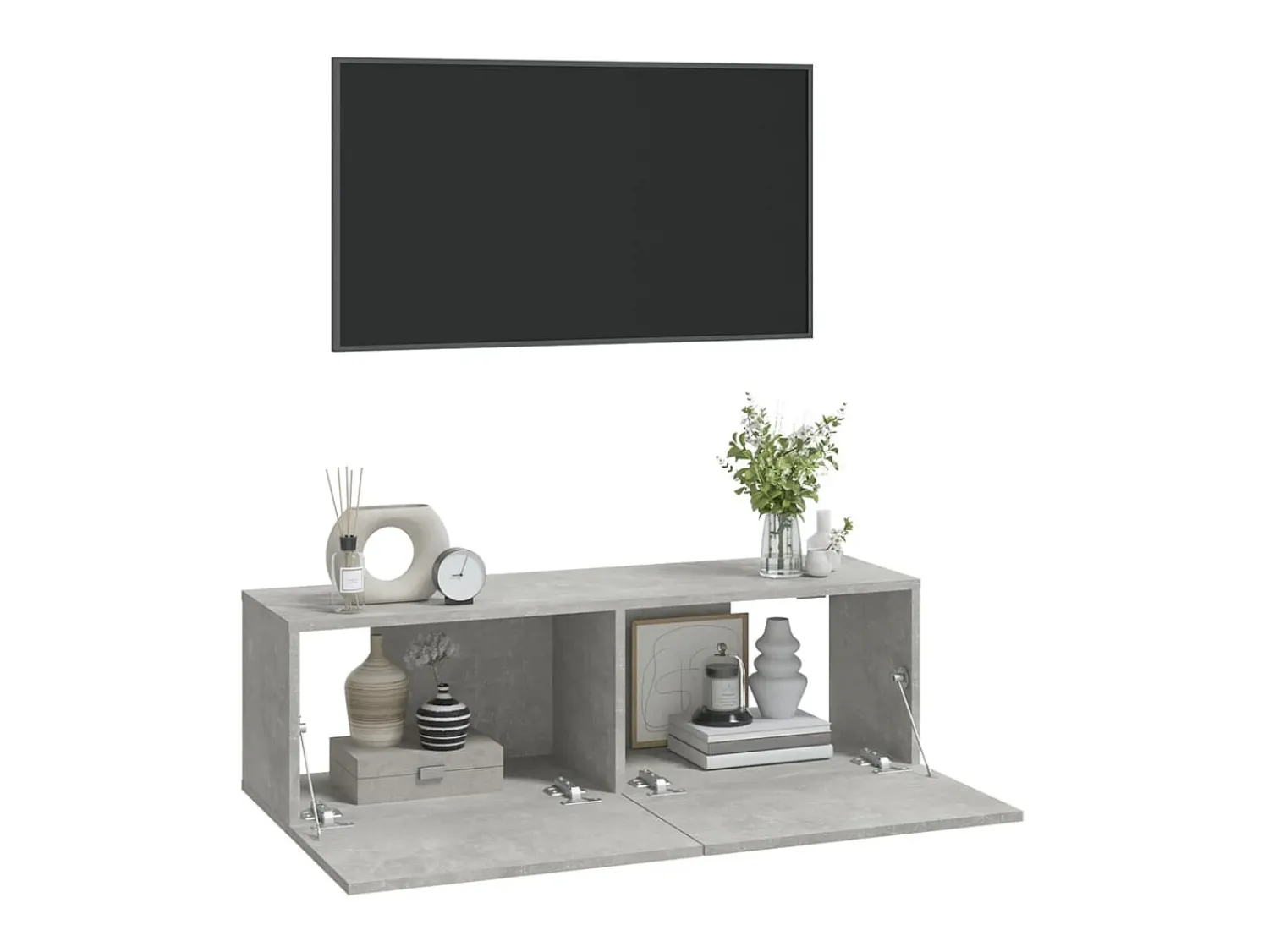 Móvel De Tv* Móveis de TV parede 2pcs 100x30x30cm madeira cinza cimento PT462463 Cinzento